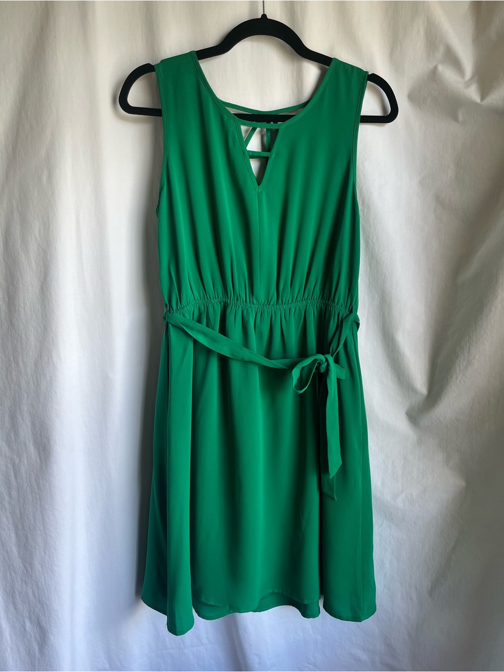 Skies Are Blue Emerald Green Sleeveless Tie-Waist Dress